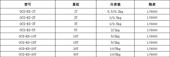 OCS-KS 系列直視吊秤規格表