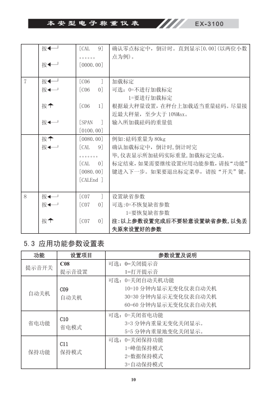 EX-3100本安型稱重電子儀表參數設置說明12