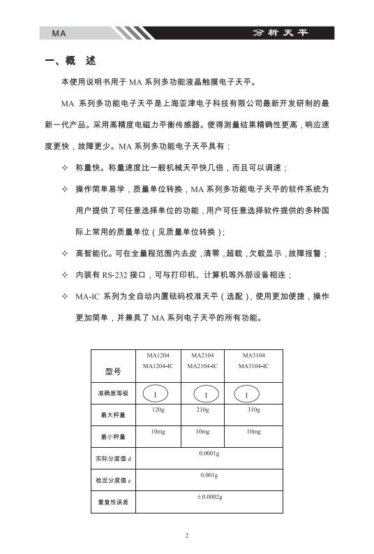 MA系列多功能分析天平概述_01