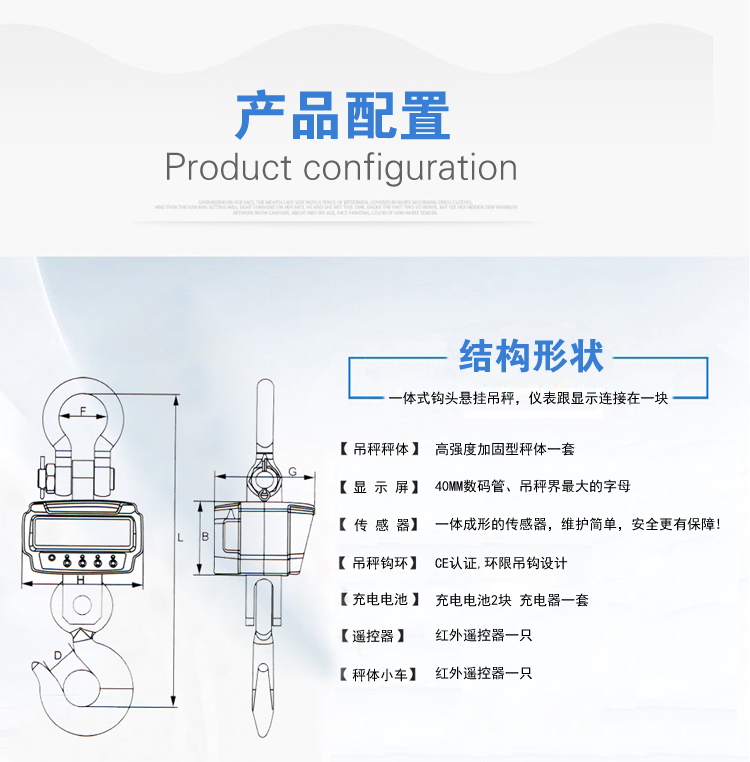 OCS-ks小量程直視電子吊秤產品配置