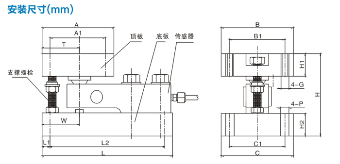 亞津LP7211剪切梁靜載稱重模塊安裝尺寸